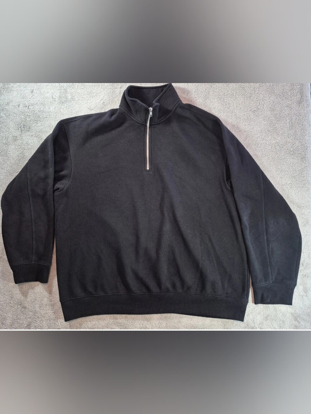 H&M Black Half-Zip Pullover Fleece Sweater Relaxed Fit Sz XL